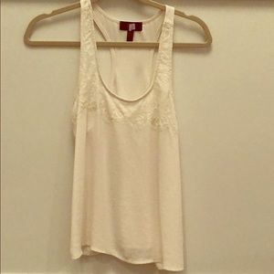 Aqua white lace racer back tank